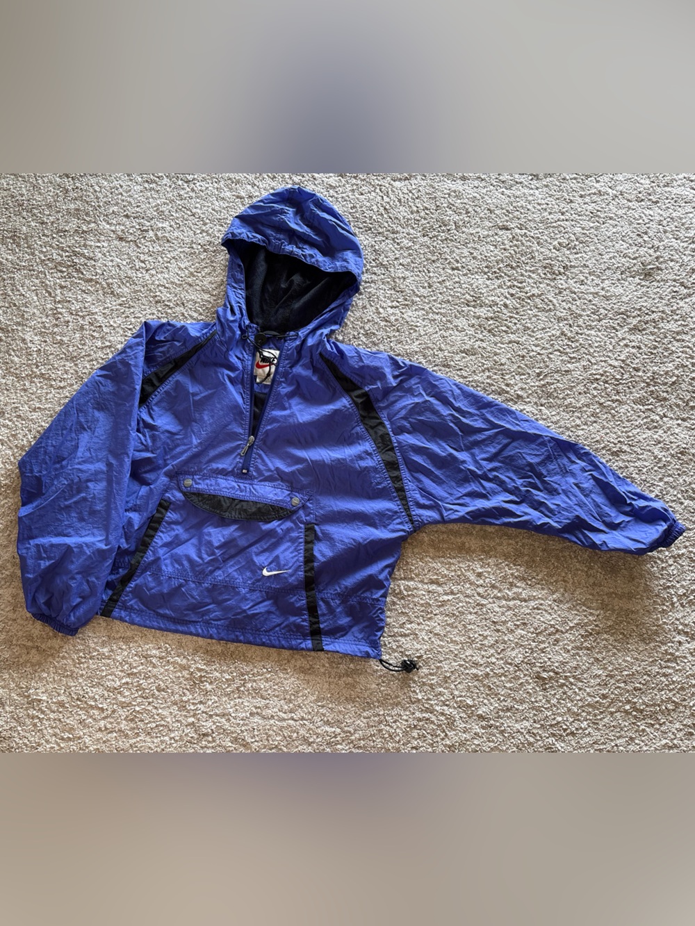 Vintage 90s Nike half zip windbreaker royal blue black women’s M (8 to 10)